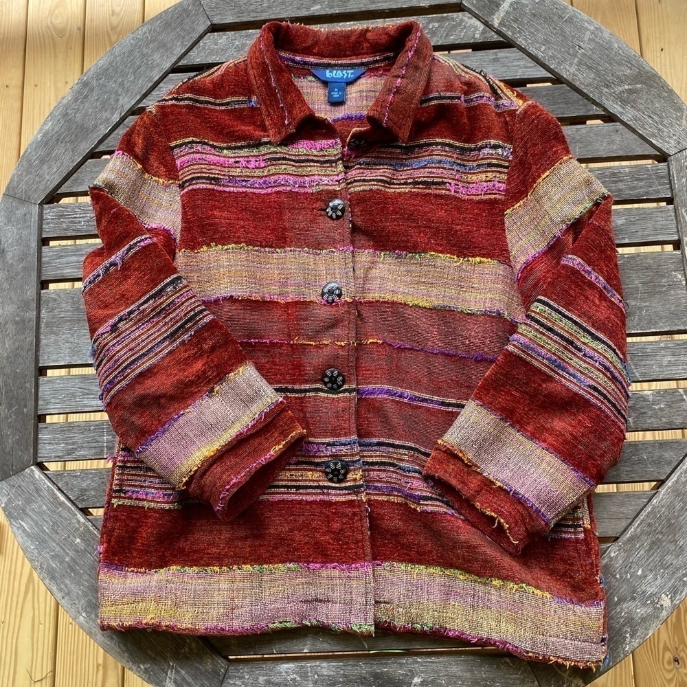 Vintage Blast boho red rust stripped jacket
